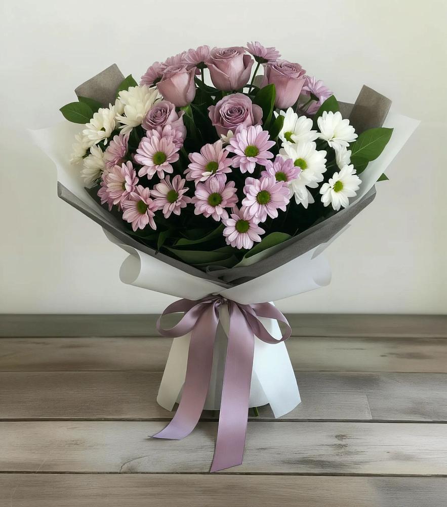 Букет цветов из: Хризантемы и Розы в Чемал