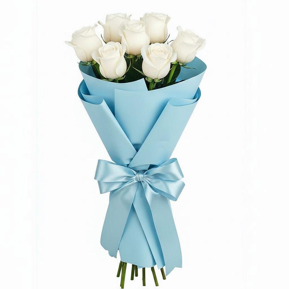 Букет 7 белых роз Проуд в Чемал