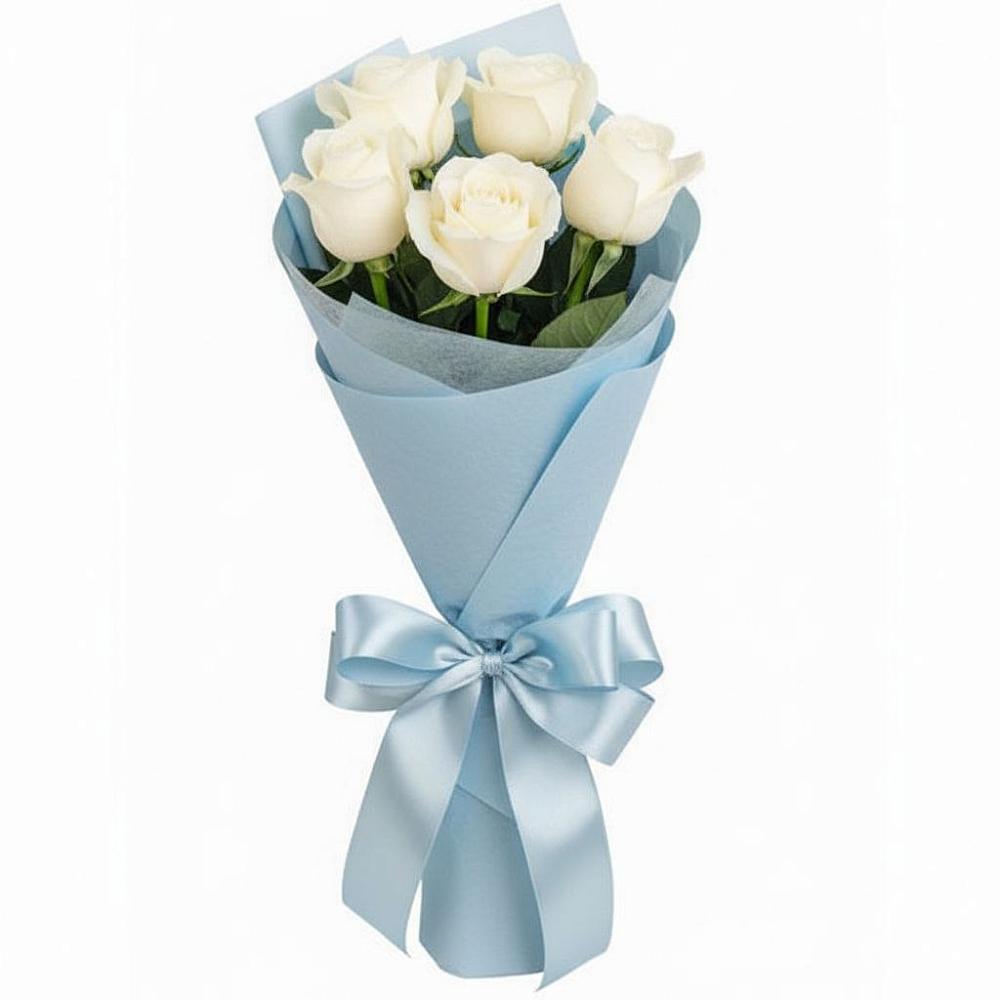 Букет 5 Белых роз Проуд в Чемал
