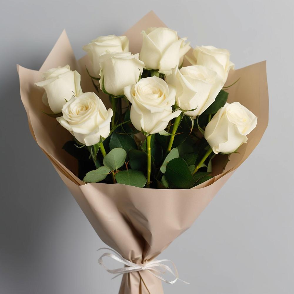 Букет 9 Белых роз Эдлесс Лав в Чемал