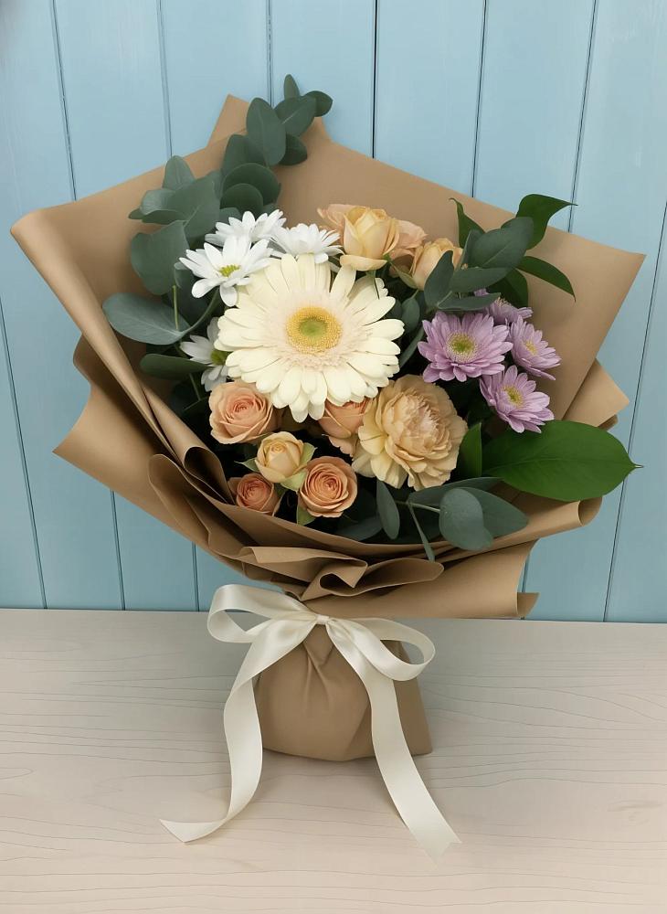 Букет цветов из: Герберы и Хризантемы в Чемал