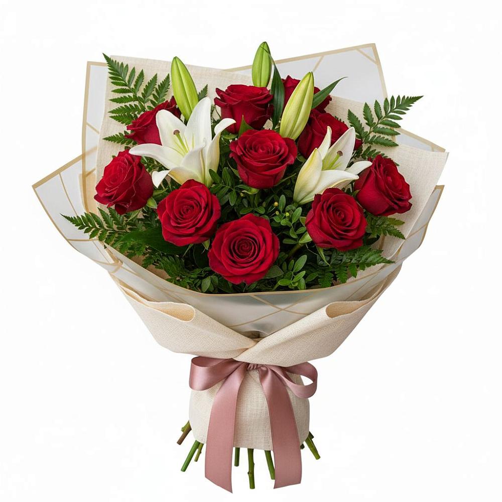 Букет цветов из: Лилии и Розы в Чемал