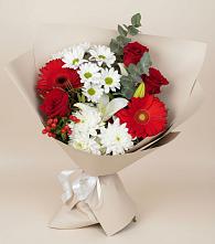 Букет цветов из:  Розы, Хризантемы, Герберы и Лилии в Чемал