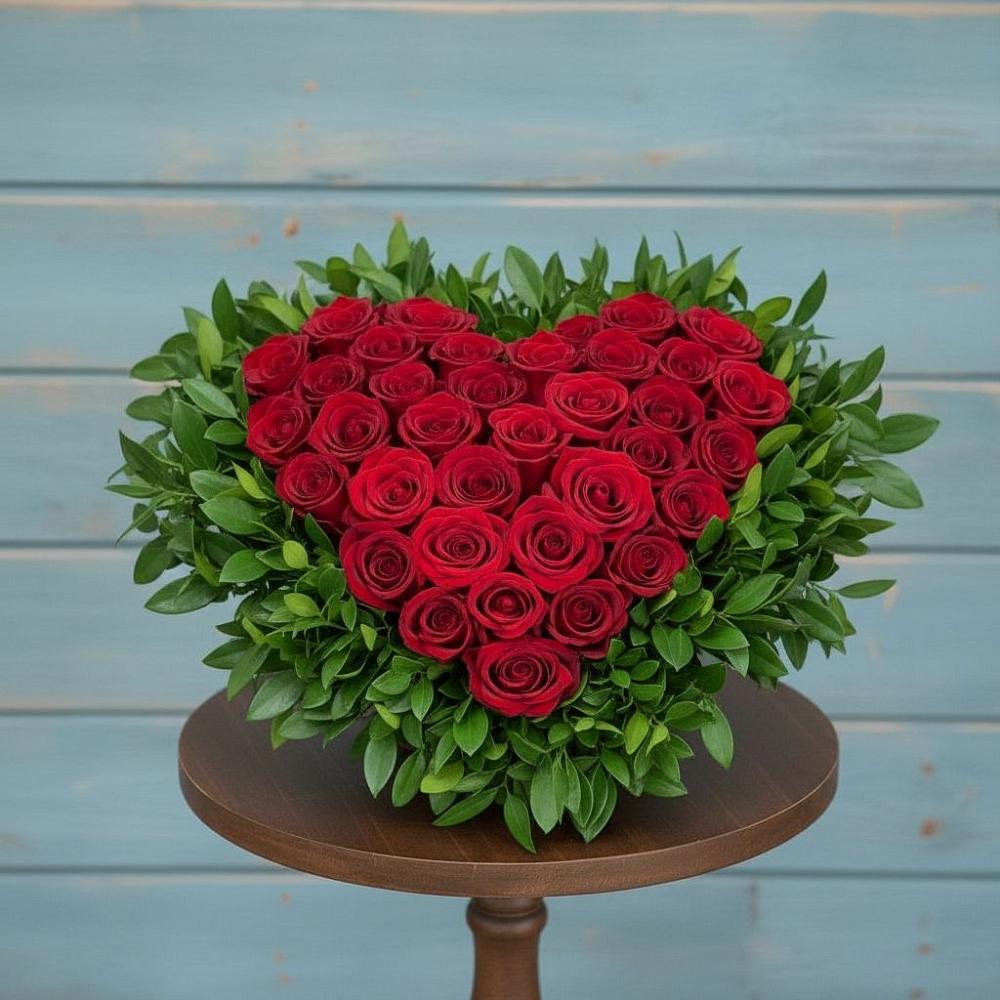 Цветочная композиция из Розы в виде сердца в Чемал