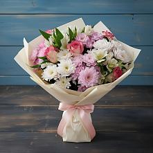 Букет цветов из:  Хризантемы, Альстромерии и Розы в Чемал