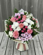 Букет цветов из:  Альстромерии, Гвоздики, Розы и Хризантемы в Чемал