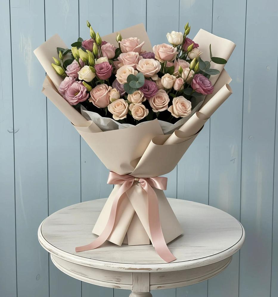 Букет цветов из: Розы и Лизиантусы в Чемал