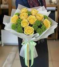 Букет цветов из:  Хризантемы и Розы #REPLACE_PRED# Чемал